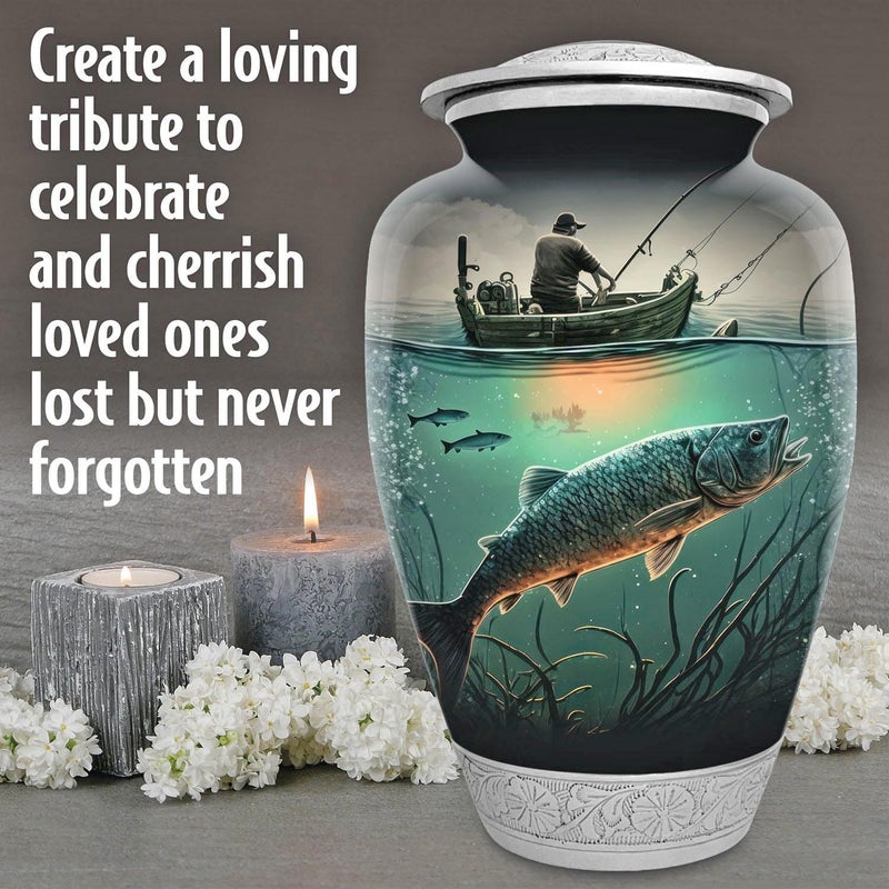 Double Trouble Inc Fishing Urn for Human Ashes | Large Handcrafted Funeral Memorial | Decorative Cremation Fishing Urn for Women and Men - Image 5